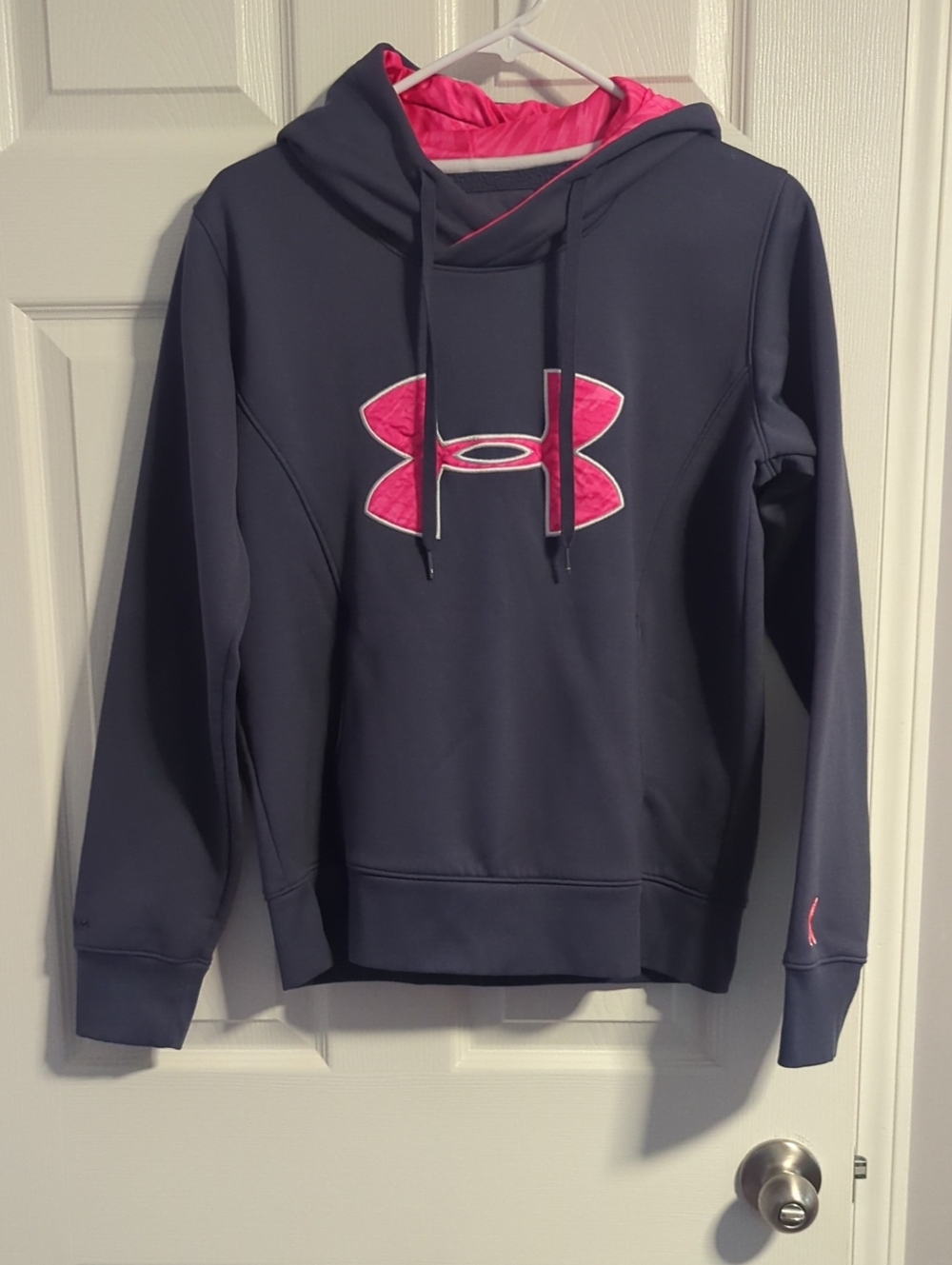 Under Armour Women's Gray Hoodie with Pink Logo- Breast Cancer Edition